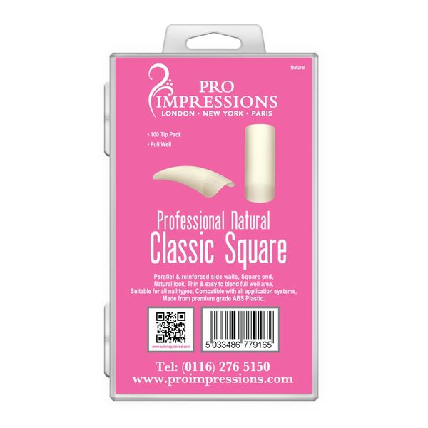 Pro Impressions 100-Piece Advance Natural Classic Square Nail Tips Set
