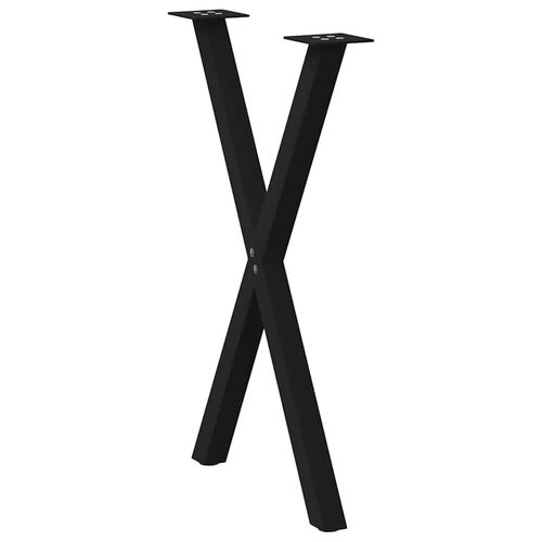 CHARMMA Dining Table Leg Set of 2 Black Powder-Coated Steel Medium,Table Legs-4012912