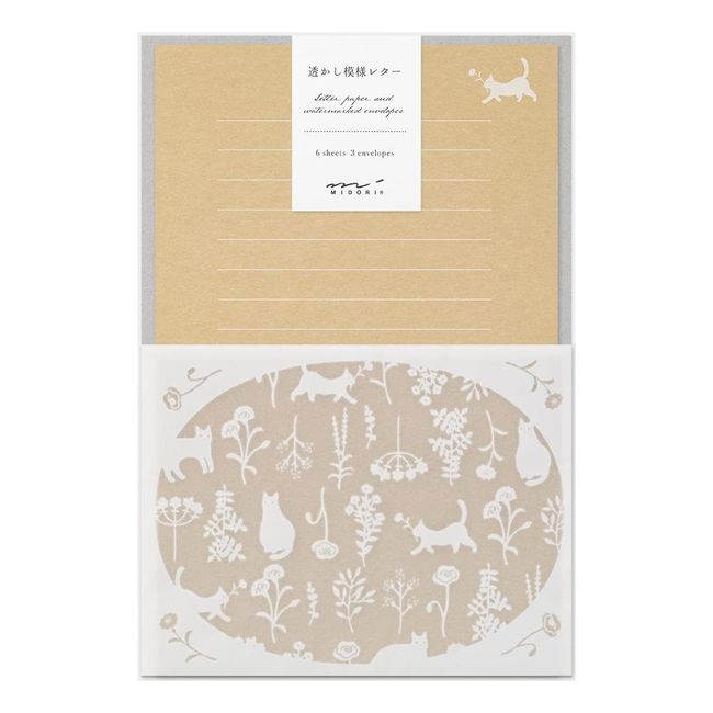 Midori Letter Set 502 Watermark Cat Pattern 86502006