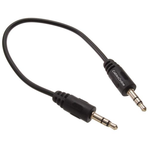CablesOnline 2-Pack 6-inch 3.5mm Stereo TRS Male to Male Molded Short Jumper Audio Cables, AV-100-2