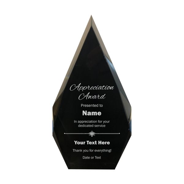 Custom Appreciation Award with Personalized Text Engraved Solid Acrylic Flame Series Black Business Awards