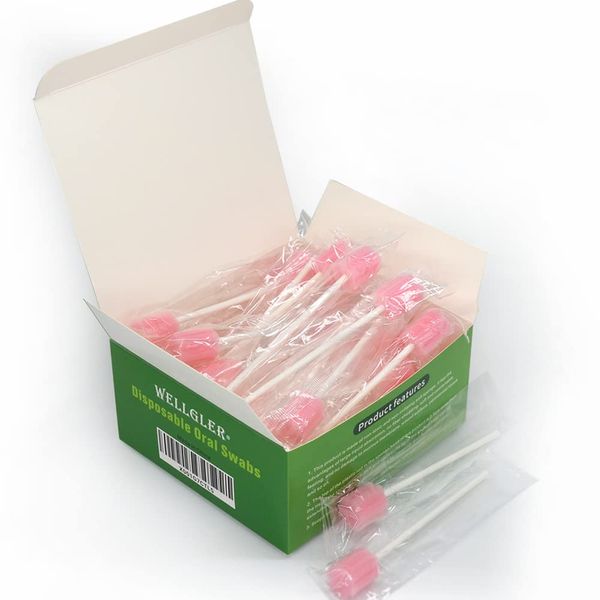 Oral Care Swabs Disposable ，Pink 50 Counts