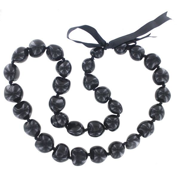 Hawaiian Lei Necklace of Black Kukui Nuts