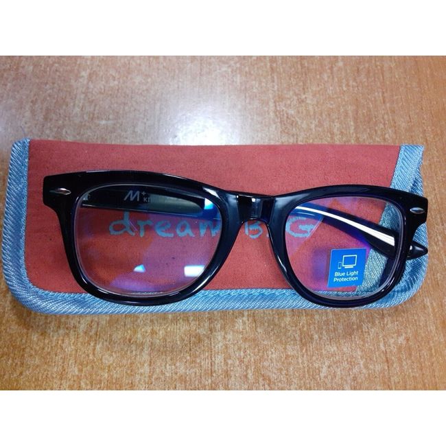 2 Pairs: M+ Kids Bluelight Blocking Glasses & Pouches, Black   -E15D