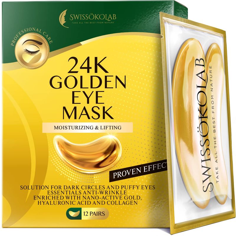 SWISSÖKOLAB Under Eye Patches For Puffy Eyes 24k Gold Eye Mask Dark ...