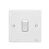 Schneider Electric Ultimate Flat Plate - Single Rocker Light Switch, Intermediate, 16AX, GU1214WPW, Painted White with White Insert