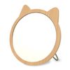 Taiko Wooden Stand Mirror, Tabletop or Angle Adjustment, Makeup Mirror, Foldable, Cat