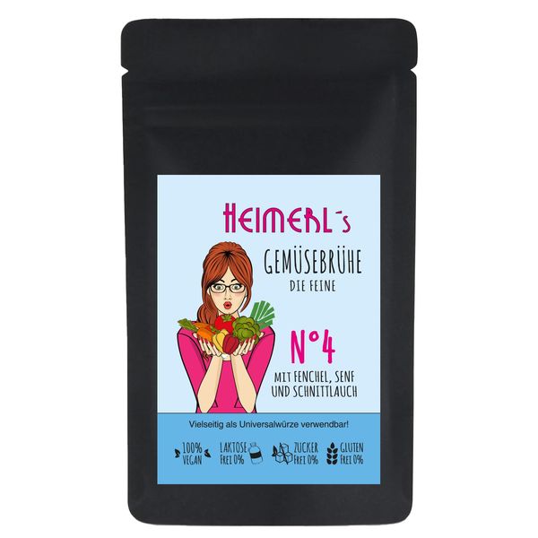 HEIMERLs Gemüsebrühe Nr.4, mit Fenchel, Senf & Tomate, ohne künstliche Zusätze, für die basische Ernährung, 150g