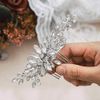 Handcess Bride Wedding Crystal Hair Combs Silver Leaves Headpiece Rhinestone Bridal Hair Accessories for Women and Girls