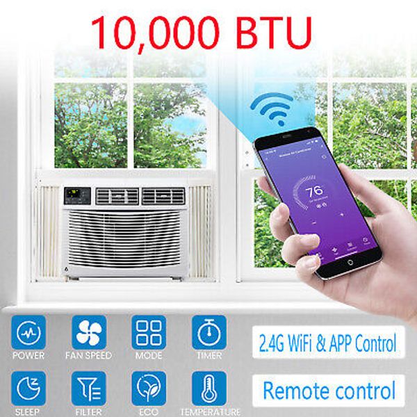 10,000BTU Window Air Conditioner Cool 450Sq.Ft w/ 2.4G WiFi/App & Remote Control