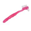 Denture Brush, Denture Toothbrush False Teeth Brush, False Teeth Brush, Dirt Removal, Plaque Removal Ergonomic Double Sided Soft Hair Safe Portable Professional (Pink)