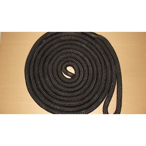 Casto Trading Co 3/4" x 15' Double Braid Dock Line, Black
