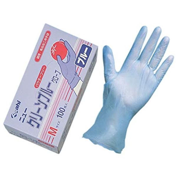 Asahi Foundation New Clean Gloves, Blue, Powder-free, M, 100 Sheets