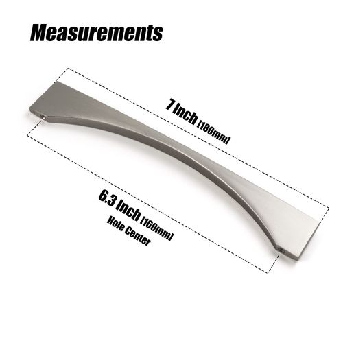 Goo-Ki 6.3''(160mm) Hole Center Brushed Nickel Cabinet Handle,Satin Nickel Cabinet Pull, Modern Drawer Handle Cabinet Hardware,6 Packed