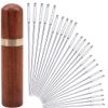 25Pieces Hand Sewing Big Eye Needles Sharp Needle，with Solid Wood Needle Case for