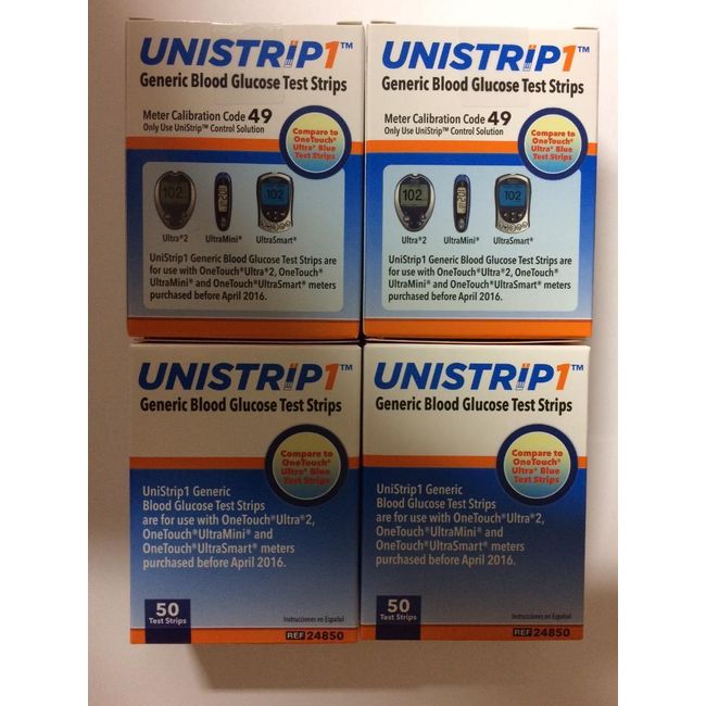 UniStrip 200 Test Strips for Use with Onetouch Ultra Meters Exp: 10/11/2025