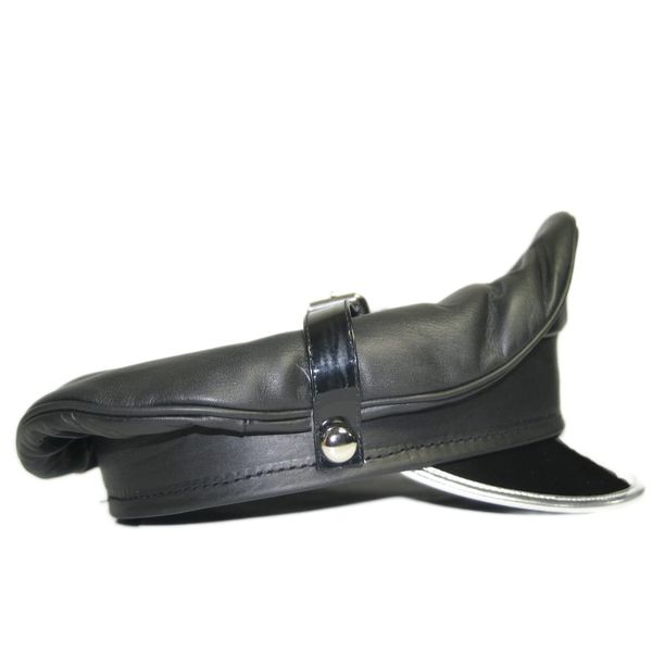 sn Genuine Leather Biker Silver Peak Thin Chain Muir Cap (M)