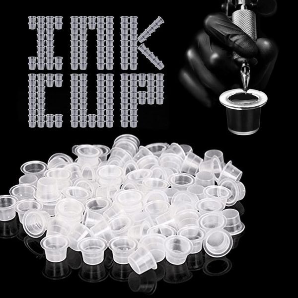 Tattoo Farbkappen Cups, Rayyl 300 Stück 15 MM Tattoo Ink Cups Caps Einweg-Tattoo-Pigment-Tintenkappen für Tattoo-Tinte Tattoo-Zubehör (15 mm)