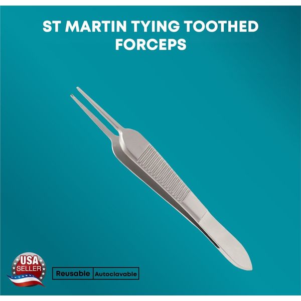 St Martin Tying Toothed Forceps 0.7mm Tip 1 x 2 Teeth Surgical Ophthalmic Instru