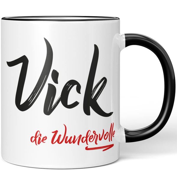 JUNIWORDS Tasse, Vick, die Wundervolle, Schwarz (5307754)