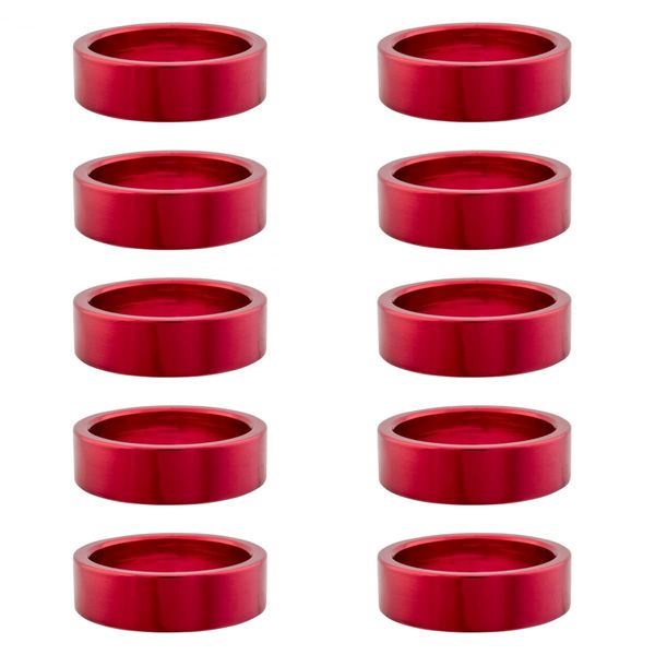 Origin8 Headset Spacers, 10mm x 1-1/8", Red Annodized