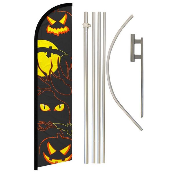 Halloween Eyes Windless Advertising Banner Flag & Pole Kit