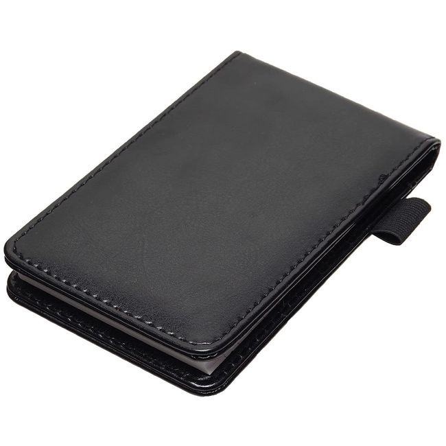 GoodsLand GD-A7TECHO-BK [Vertical Type] Notebook, Notepad, Mini Size, Approximately A7 Leather Cover Set, Notebook, Pen Holder