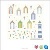 Reusable Blue Beach Hut Wall Stickers
