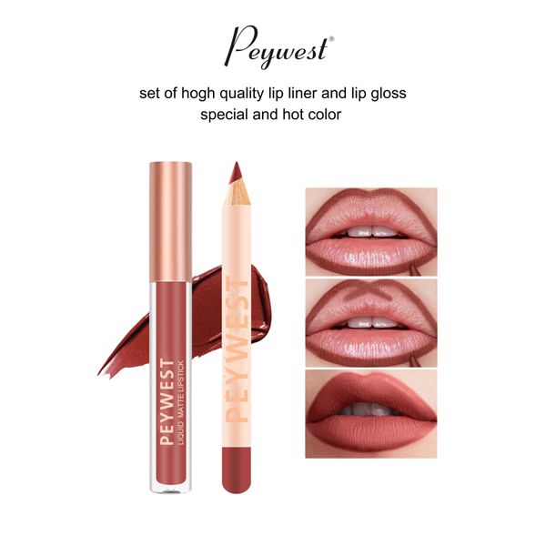 2'li Ruj Ve Lipliner Dudak Kalem Seti Autumn Coffee Renk Lip Liner And Lip Gloss