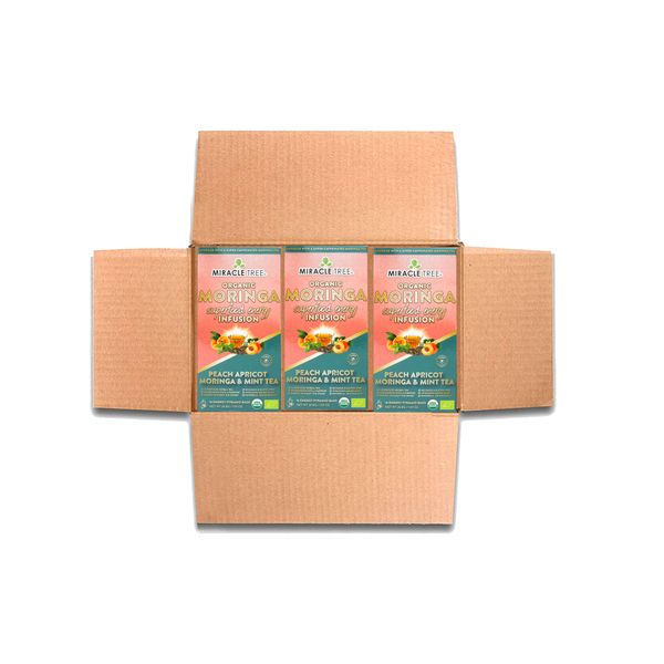 Moringa Energy Tea, Peach Mint Apricot - Pack of 3 (48 tea bags)