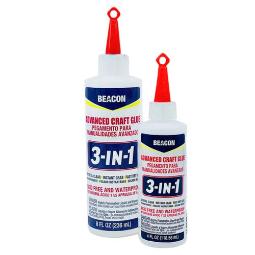 BEACON 3-in-1 Advanced Craft Glue - Fast-Drying, Crystal Clear Adhesive for Wood, Ceramics, Fabrics, and More, 8-Ounce