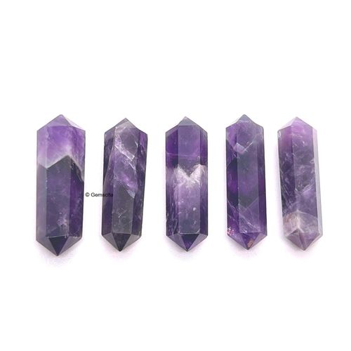 GEMSCITE 5 Pieces Amethyst Double Terminated Crystal Healing for Jewelry Making Necklace Wire Wrapping Pendant Crystal Grids