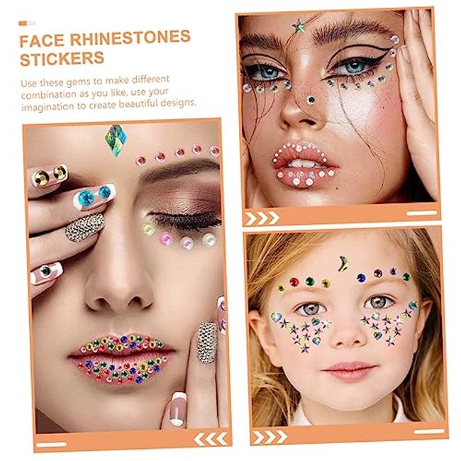9 Sheets Face Gems Glitter Rhinestones Body Jewels Face Eye Stickers Makeup Decoration, Size: 6x6cm