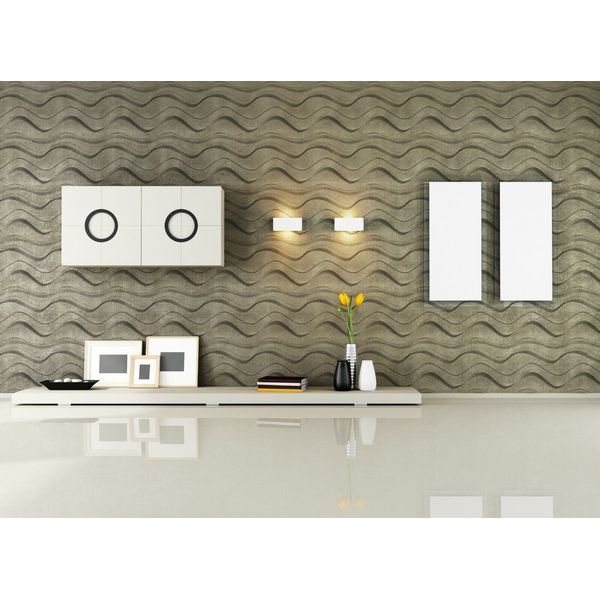 Easy Peel & Stick Durable Plastic 3D Wall Panel-GAPLESS WAVE. 12 Panels/32sf