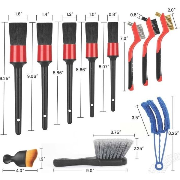 Car Detailing Brush Wash Clean Set Auto Interior Engine Wheel & Rims