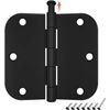 42 Pack Rounded Matte Black Door Hinges 3.5 Inch with 5/8" Radius Corner, Interi