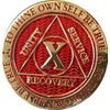 RecoveryChip 10 Year AA Medallion Reflex Red Gold Plated Chip