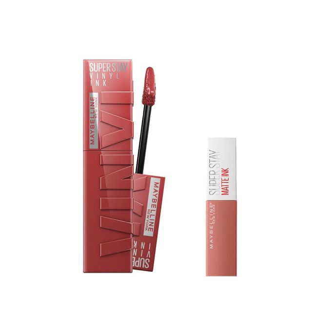 Maybelline New York Super Stay Vinyl Ink Uzun Süre Kalıcı Likit Parlak Ruj 35 Cheeky & Mini Super Stay Matte Ink Likit Mat Ruj 65 Seductress Makyaj Seti