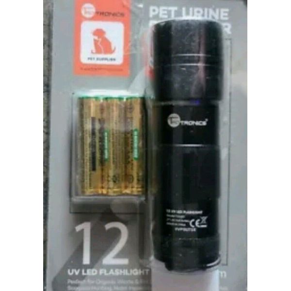 TAOTRONICS Pet Urine Detector 12 UV LED Flashlight with Batteries