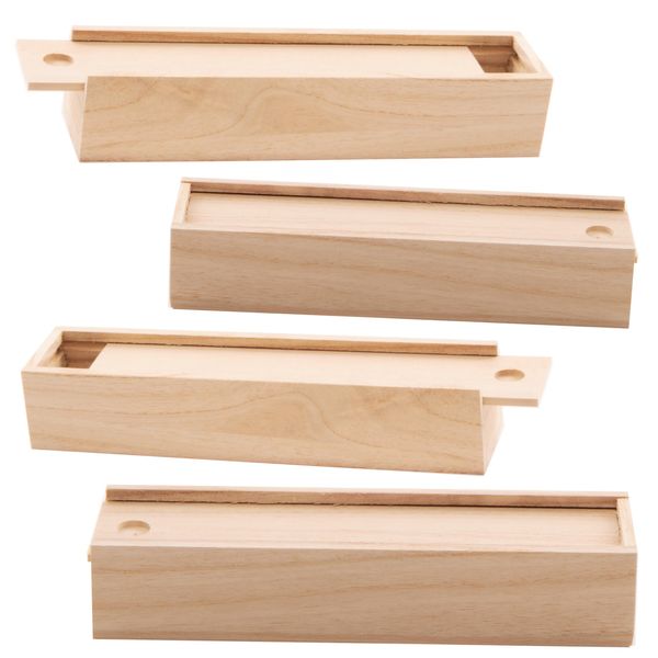 Baker Ross EC1247 Wooden Pencil Boxes (Box of 4) Plain Wood Pencil Boxes For Kids To Decorate,20cmx5cmx4cm