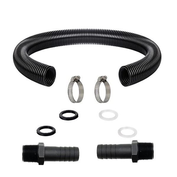 Topways Water Butt Connector Pipe Link Kit, 25mm Downpipe Water Butt Connecting Kit for Linking 2 Water Butts,Rain Barrel, Water Tanks Together Tube Fittings 0.5M Flexible Connection Hose Pipe