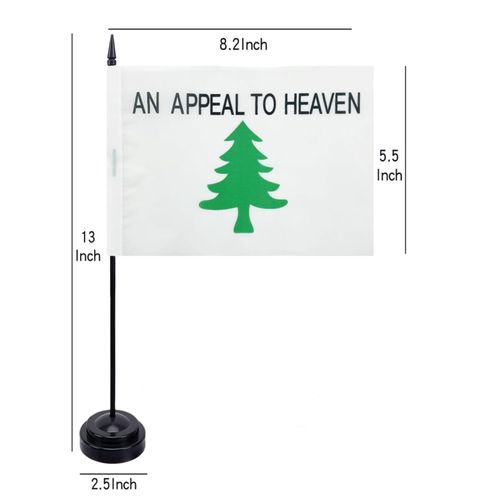 CANTENDO 2 Pack An Appeal To Heaven table flag Decorations, Small Mini Pine Tree Flags With Stand Base Festival Events Decorations,Desk,home decoration