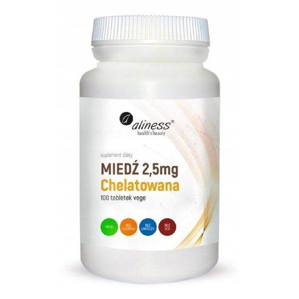Chelated Copper 2.5 mg 100 Tablets Aliness