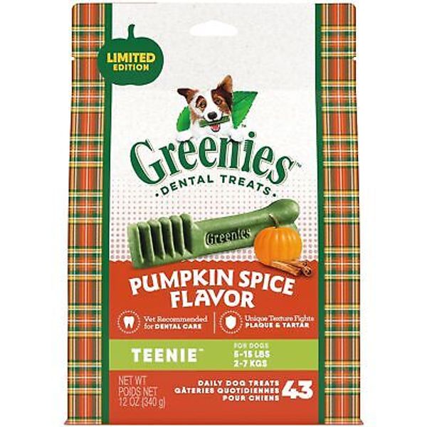 Teenie Natural Dog Dental Care Chews Oral Health Dog Treats, Pumpkin Spice Fl...