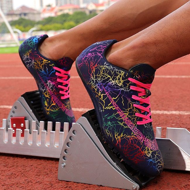 Men Track Field Shoes Spikes Sneakers Athlete Running Training Long Jump  Shoes