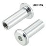 sourcing map M6x22mm Hex Socket Head Insert Nut Screw Post Sleeve Nut for Furniture 30pcs
