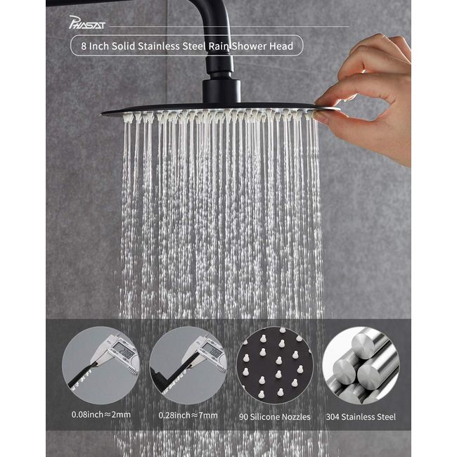 PHASAT Handheld Shower Head Holder Adjustable 304 Stainless Steel Handheld  Shower Head Bracket Holder Wall Mount,Shower Wand Holder Brushed