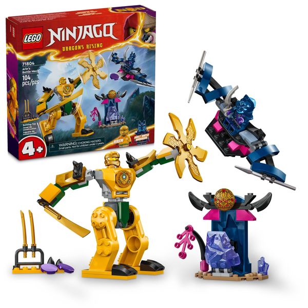 LEGO NINJAGO Arin’s Battle Mech, Ninja Toy Set for Kids with Arin Ninja Minifigure and Katana Sword Accessory, Gift Idea for Boys and Girls Aged 4 Years Old and Up, 71804