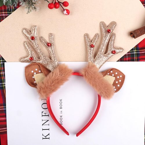 ZEYER Christmas Headbands for Women, 1PCS Red Gem Elk Antlers Hair Bands,Holiday Party Decorations Christmas Costume Christmas Accessories for Women Girls