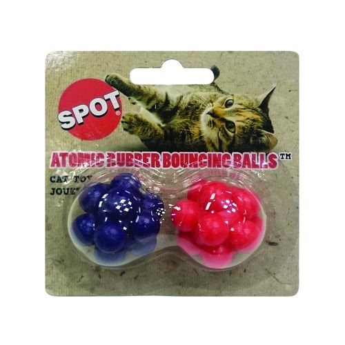 SPOT Atomic Rubber Bouncing Balls - Play Toy for Cats and Kittens, Bumpy Shape Makes Playing More Fun, Great to Keep Cats Entertained and Exercised - 1.5" Assorted 2-Pack